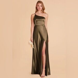 Birdy Grey Olive Green Satin Bridesmaid Dress